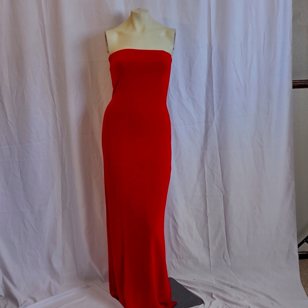 Formula X Red Strapless Maxi Gown Size Large Prom, Wedding, Evening $27